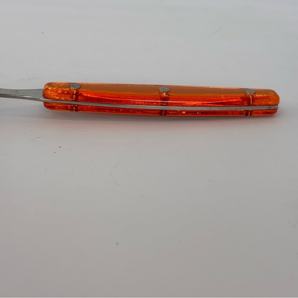 Vtg MCM Grapefruit Spoon With Orange 3 Rivet Acrylic Handle - Picture 5 of 8